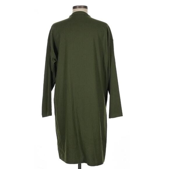 NWOT Eskandar Virgin Wool Button Down Tunic Quiet Luxury Lagenlook Green Artsy - Picture 4 of 10